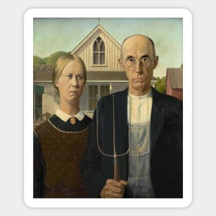 Grant Wood Date - 1930 - American Gothic - Painter Sticker